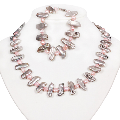 Armkette + Halskette 7045 - Süßwasserperlen - zum Schließen ins Bild klicken